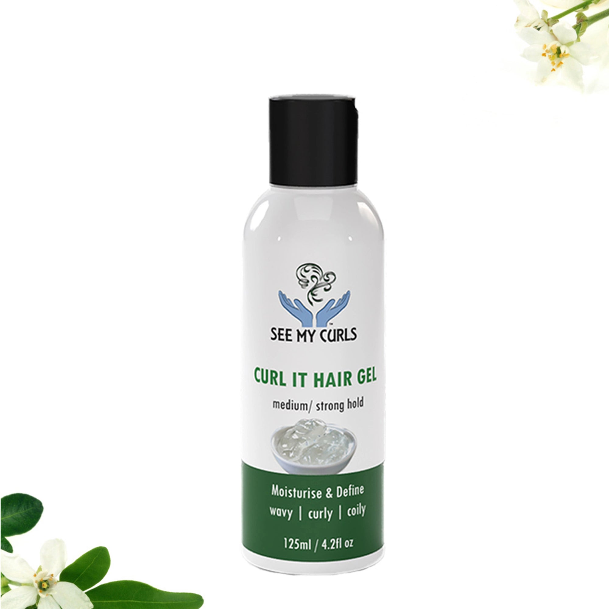 See My Curls Curl It Hair Gel bottle with medium-strong hold for wavy, curly, and coily hair, 125 ml