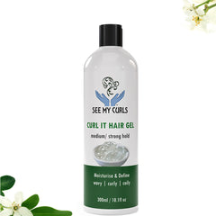 See My Curls Curl It Hair Gel bottle with medium-strong hold for wavy, curly, and coily hair, 300 ml