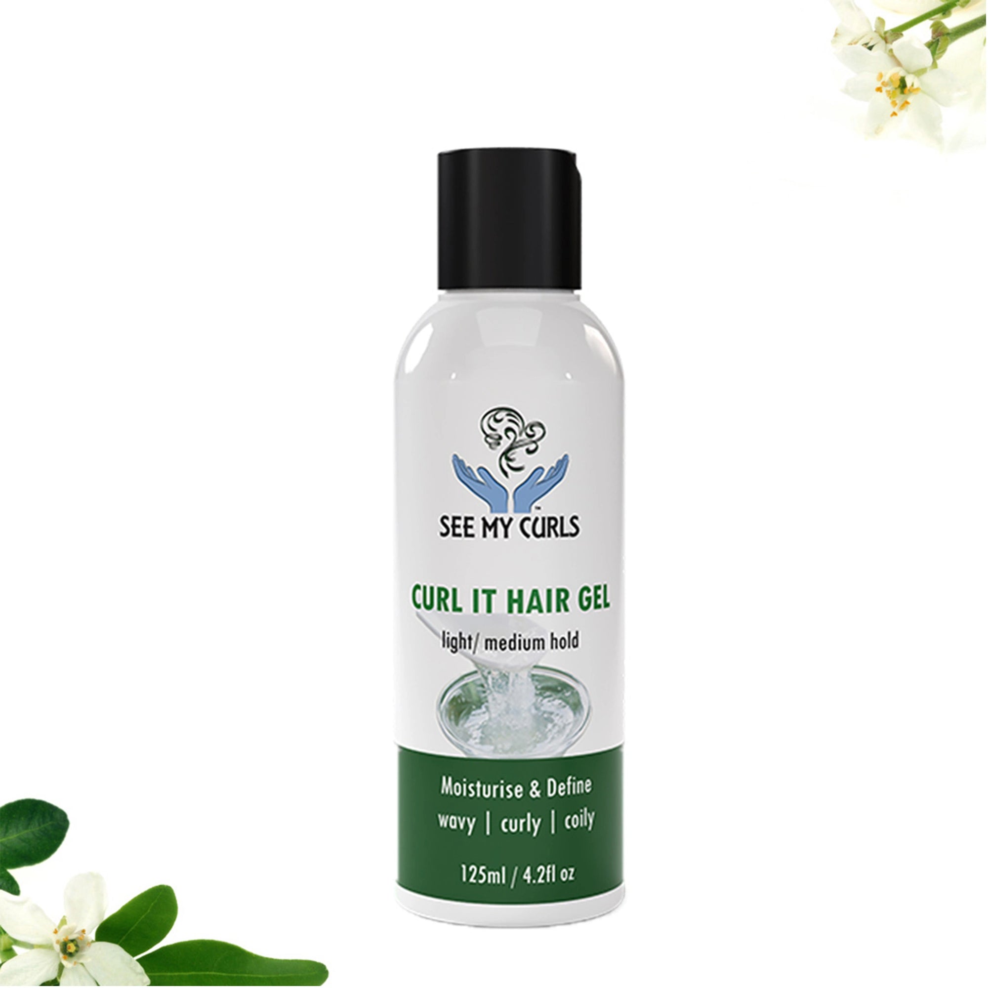 See My Curls Curl It Hair Gel 125 ml travel bottle with light-medium hold for wavy, curly, and coily hair