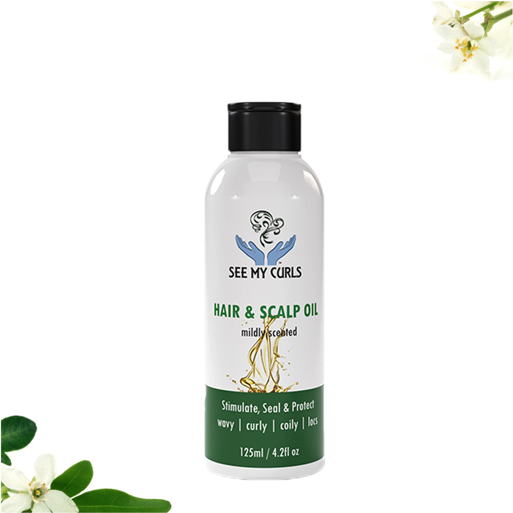 See My Curls Hair and Scalp Oil 125ml bottle with black twist cap.